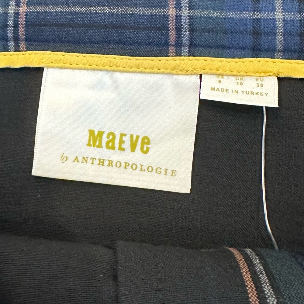 Maeve Anthropologie Plaid Skirt Size 6 NWT Belted Menswear Midi - Picture 4 of 8